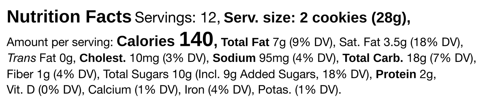 Blank Linear Nutrition Facts label template (FDA 21 CFR 101.9), PNG download